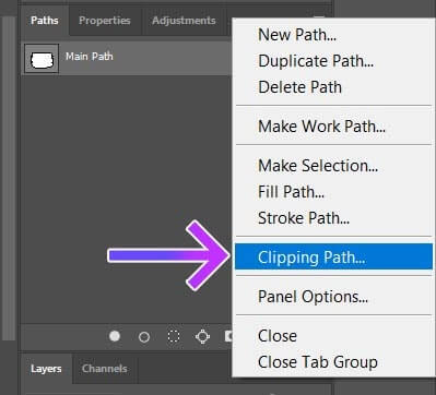 Adjust Clipping Path Options